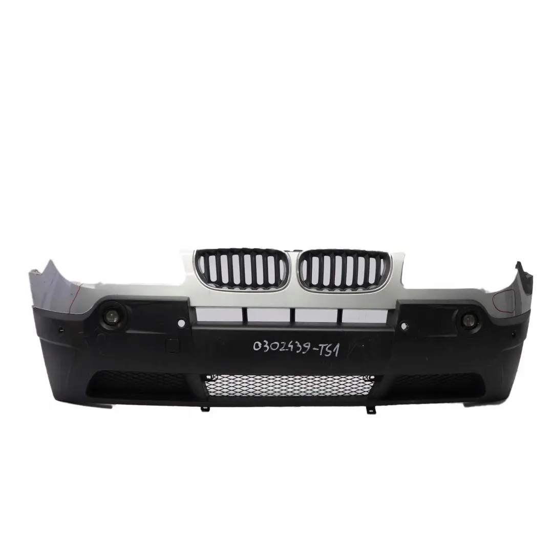 Complete Front Bumper PDC Titansilber Titan Silver Metallic to BMW X3 Series 1 E83 with Part number 0302439 BMW X3 Series 1 E83 Complete Front Bumper PDC Titansilber Titan Silver Metallic - SKU 0302439-TS1 - Part number 0302439