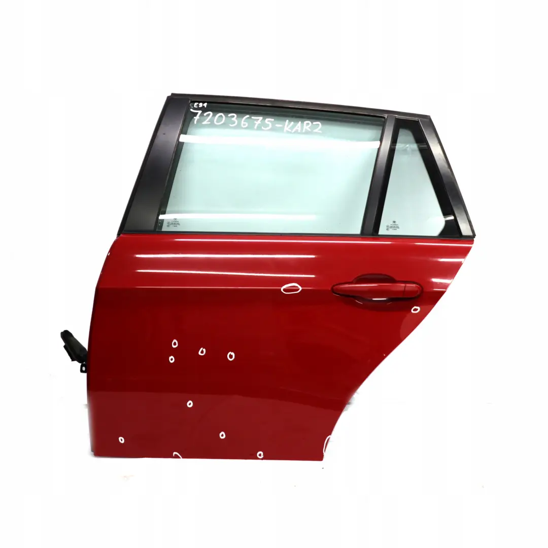 Door Rear Left N/S Karmesinrot Crimson Red - A61 to BMW 3 Series E91 Touring with Part number 7203675 BMW 3 Series E91 Touring Door Rear Left N/S Karmesinrot Crimson Red - A61 - SKU 7203675-KAR2 - Part number 7203675