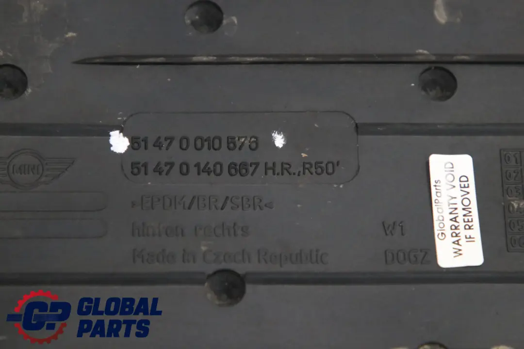 Weather Interior Front Rear Floor Rubber Mats Set to Mini R50 R53 All with Part number 0010576 Mini R50 R53 All Weather Interior Front Rear Floor Rubber Mats Set - SKU 10576 - Part number 0010576