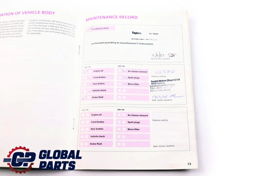 BMW Mini Cooper One R56 Service Booklet Owner's Handbook Pouch Case Wallet Set - SKU 0012478-1 - Part number 0012478