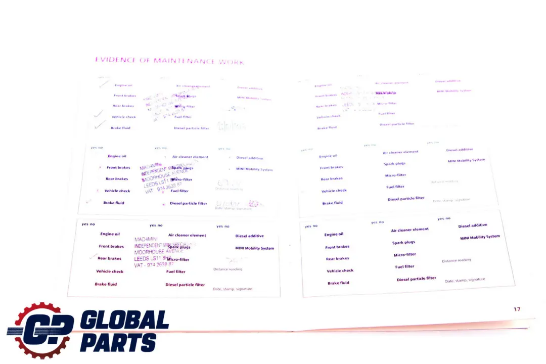 Mini Cooper R56 R57 Service Booklet Owner's Handbook Set Case Wallet Pouch - SKU 12478 - Part number 0012478