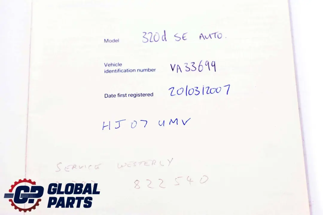  *BMW 3 Series E90 E91 Service Book Booklet Owner's Handbook Pouch Case - SKU 0012892-1 - Teilenummer 12892