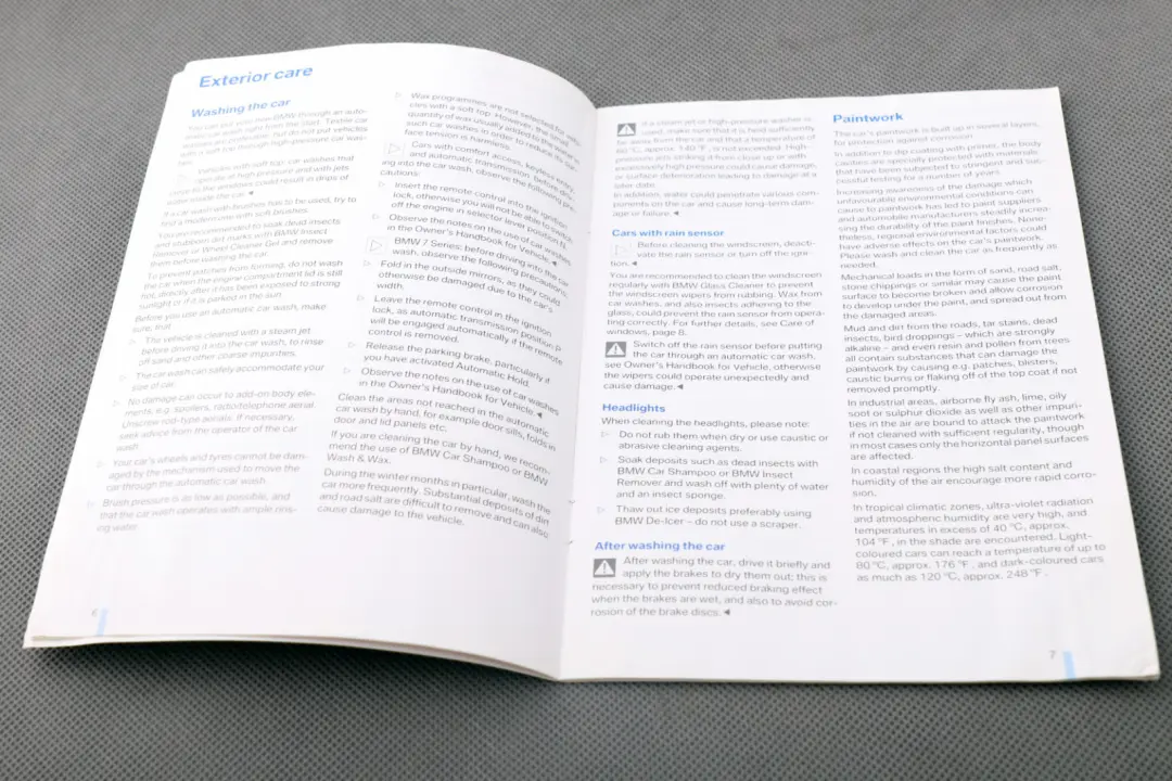 BMW 1 3 5 6 er E60 E81 E87 E90 Pflegehinweise Englisch Pflegetipps - SKU 13751 - Teilenummer 0013751