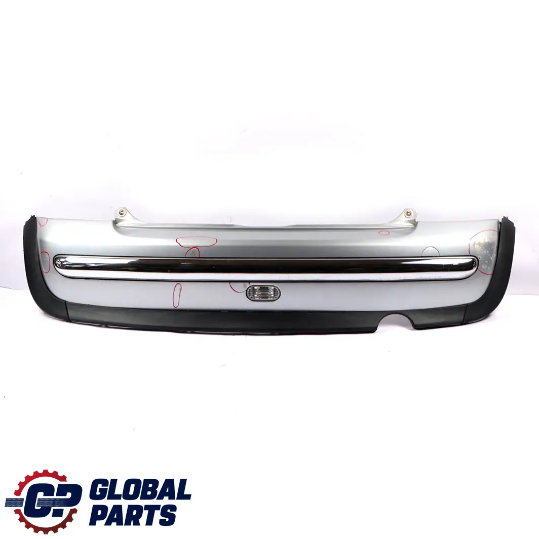 Bumper Trim Cover Panel Pure Silver Metallic - 900 to Mini Cooper One R50 Rear with Part number 0029925 Mini Cooper One R50 Rear Bumper Trim Cover Panel Pure Silver Metallic - 900 - SKU 0029925-PS5 - Part number 0029925