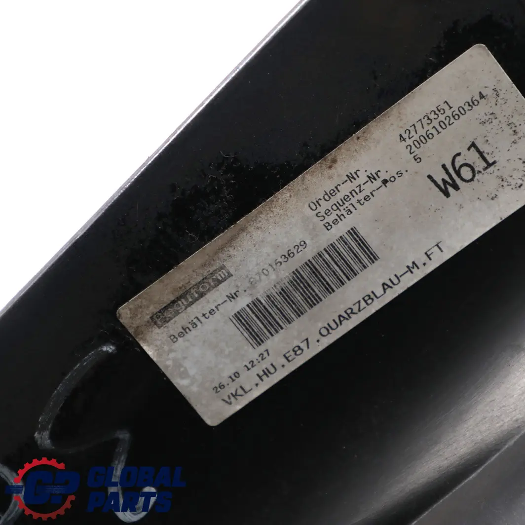 Bumper Trim Panel Quarzblau Quarz Blue Blau Metallic -A18 to BMW 1 Series E87 Rear with Part number 0032630 BMW 1 Series E87 Rear Bumper Trim Panel Quarzblau Quarz Blue Blau Metallic -A18 - SKU 0032630-QB3 - Part number 0032630