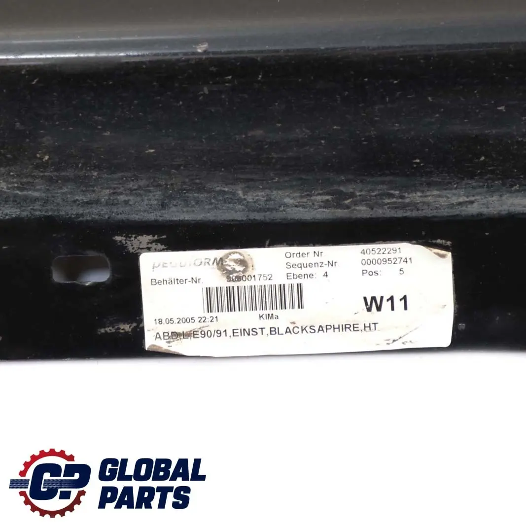 Sill Strip Side Trim Skirt Left N/S Black Sapphire to BMW 3 Series E90 E91 Cover with Part number 0032951 BMW 3 Series E90 E91 Cover Sill Strip Side Trim Skirt Left N/S Black Sapphire - SKU 0032951-BS8 - Part number 0032951