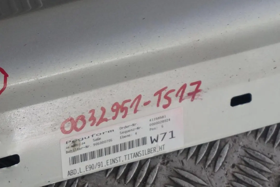 BMW 3 Series 17 E90 E91 Sill Side Skirt Left N/S Titansilber Silver Metallic - SKU 0032951-TS17 - Part number 0032951