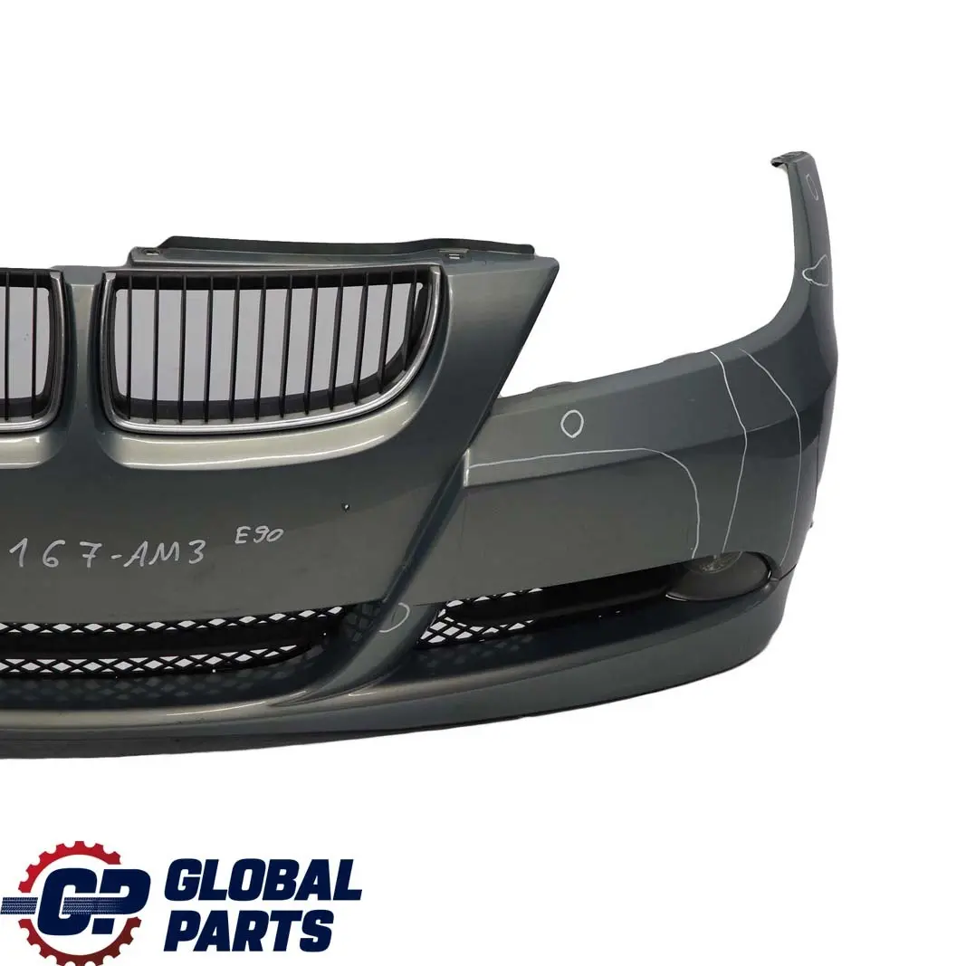 BMW 3 Series E90 E91 3 Complete Front Bumper Trim Panel Arktis Metallic - A34 - SKU 0033167-AM3 - Part number 0033167
