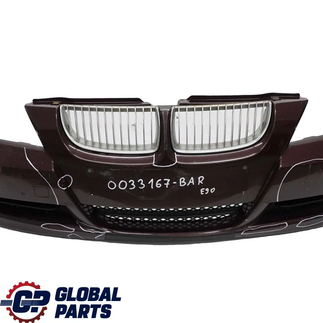 BMW 3 E90 E91 Front Bumper Trim Panel Complete Barberarot Barbera Red - A39 - SKU 0033167-BAR - Part number 0033167