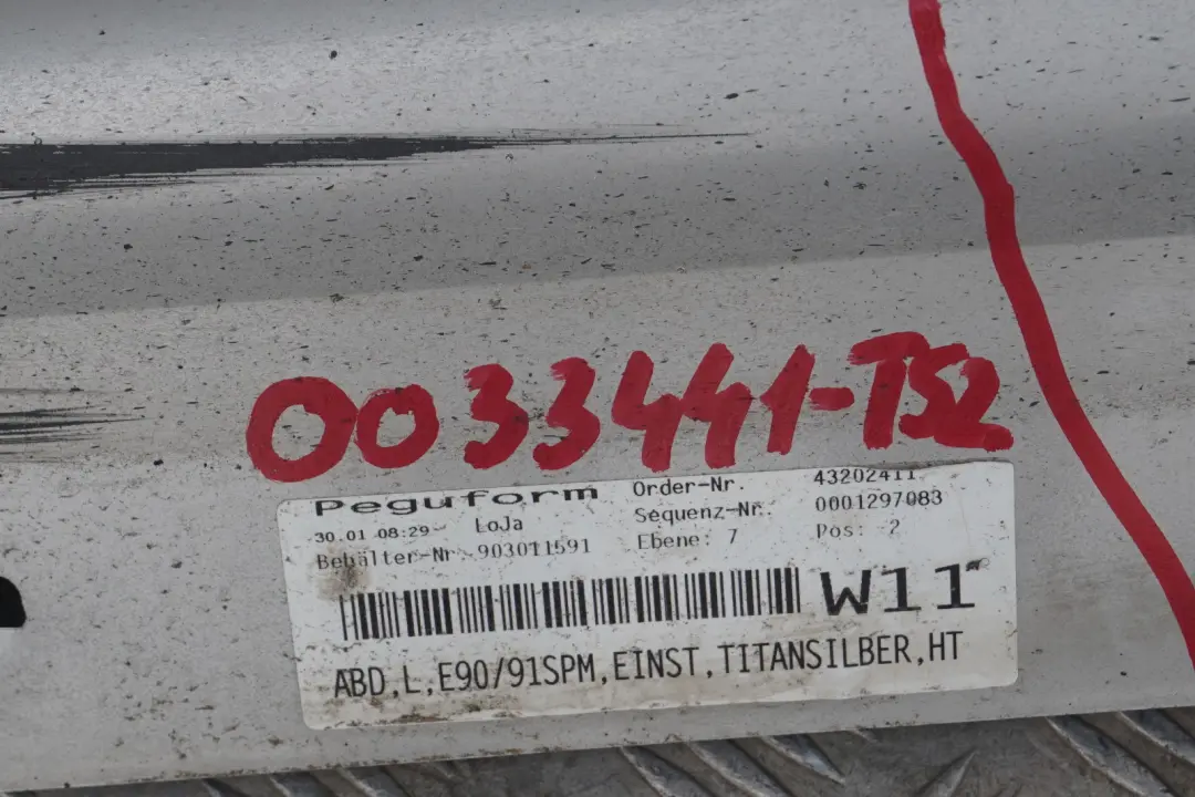 BMW 3 SERIES 2 E90 E91 M Sport Sill Strip Side Skirt Left N/S Titansilber Silver - SKU 0033441-TS2 - Part number 0033441