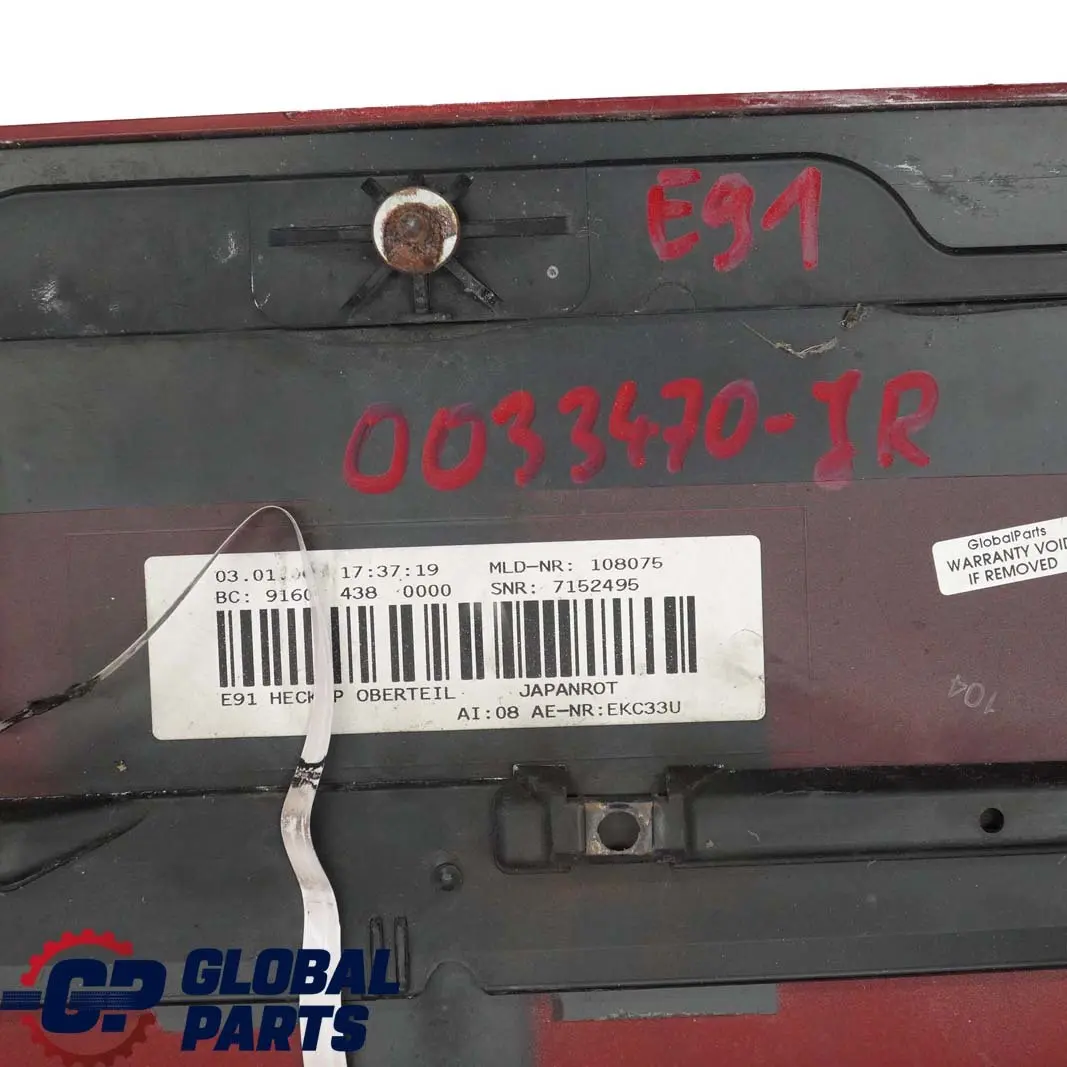 Trunk Lid Spoiler Trasero Japanrot Japan Red - 438 para BMW E91 Touring con número de pieza 0033470 BMW E91 Touring Trunk Lid Spoiler Trasero Japanrot Japan Red - 438 - SKU 0033470-JR - Número de pieza 0033470