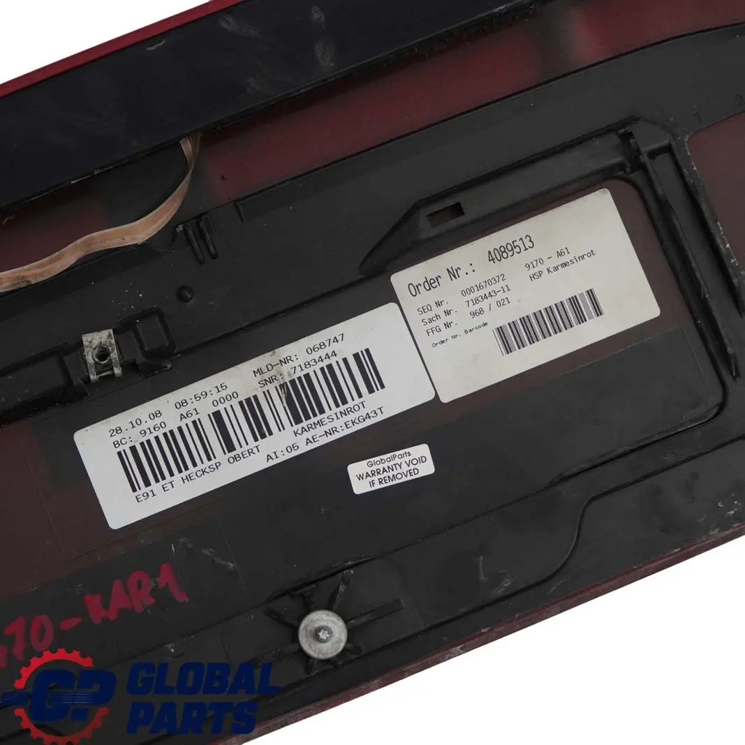 BMW E91 Touring Trunk Lid Spoiler Trasero Karmesinrot Rojo Carmesi - A61 - SKU 0033470-KAR1 - Número de pieza 0033470
