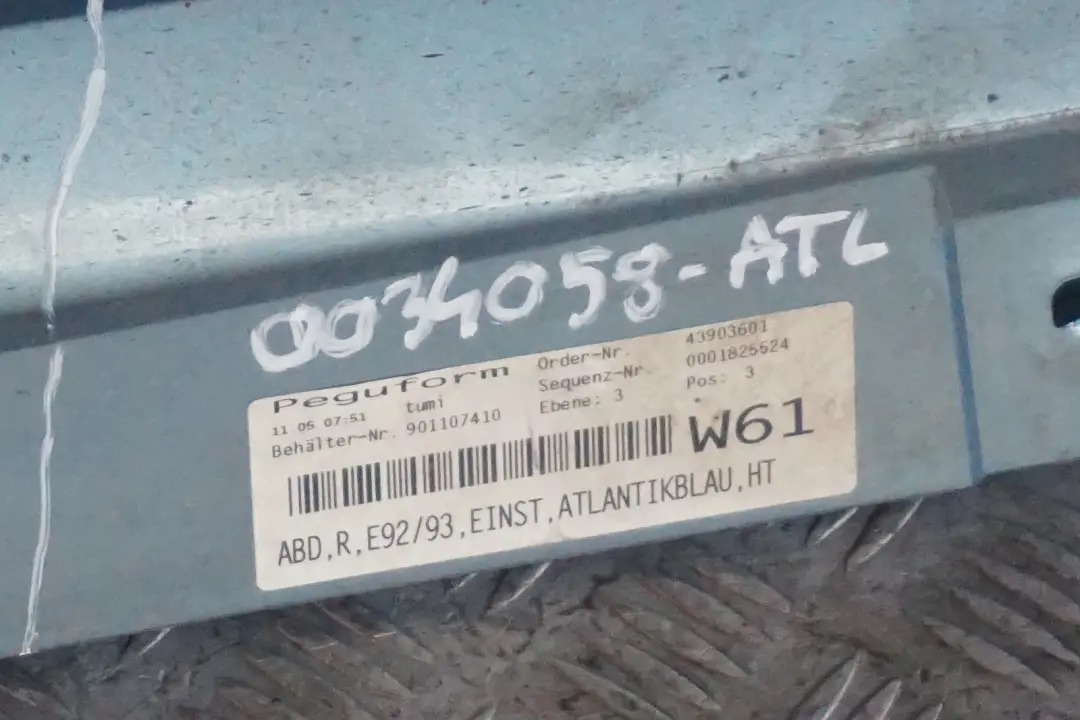 BMW 3 Series E92 E93 Sill Strip Side Skirt Right O/S Atlantikblau Atlantic Blue - SKU 0034058-ATL - Part number 0034058