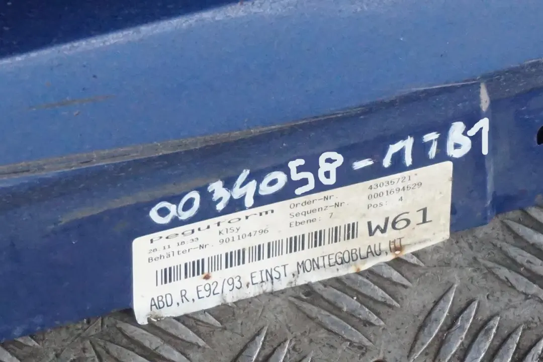 Bas de Porte Couverture Seuil Droite Bleu Montego - A51 pour BMW E92 E93 à propos du numéro de pièce 0034058 BMW E92 E93 Bas de Porte Couverture Seuil Droite Bleu Montego - A51 - SKU 0034058-MTB1 - Numéro de pièce 0034058