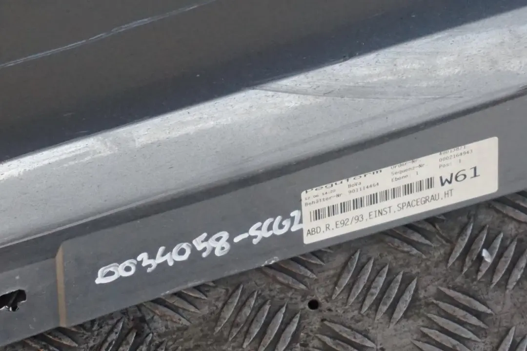 BMW 3 Series E92 E93 2 Sill Strip Side Skirt Right O/S Spacegrau Space Grey - SKU 0034058-SCG2 - Part number 0034058