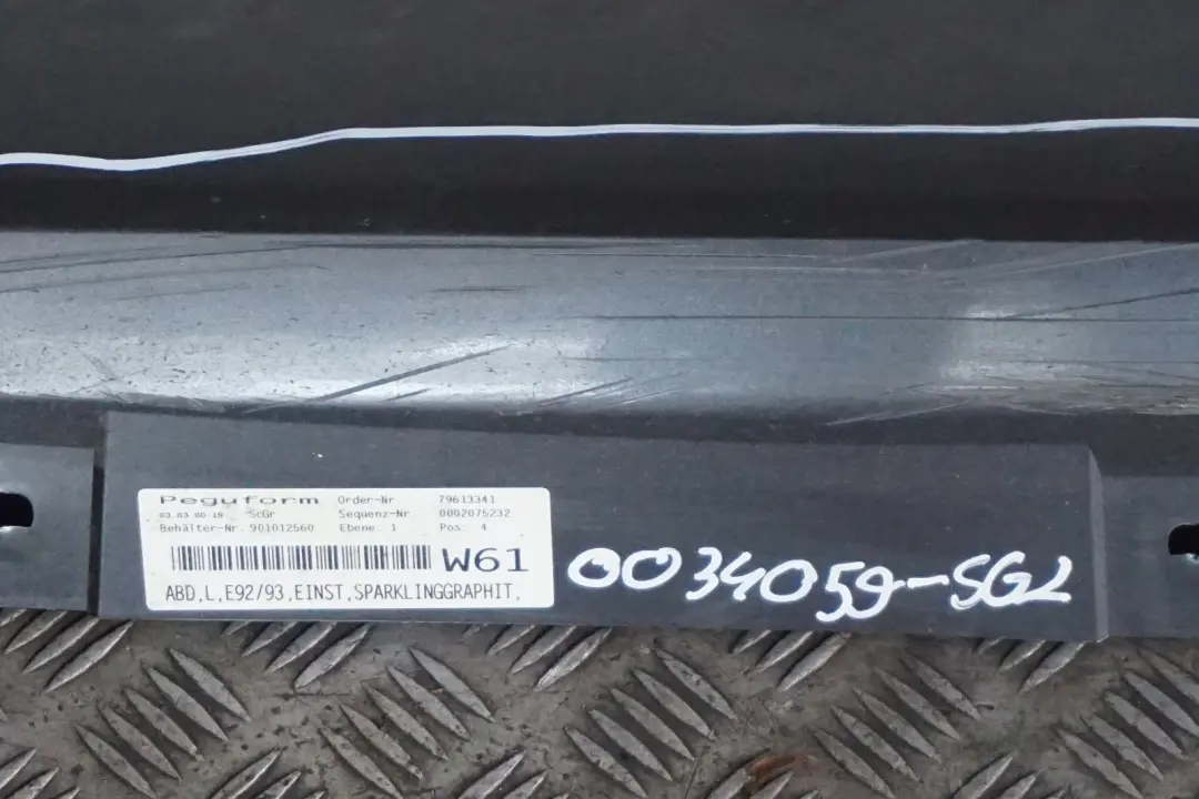 BMW 3 E92 E93 2 Gonna laterale Sill Strip sinistra Grafite scintillante - A22 - SKU 0034059-SG2 - Numero di parte 0034059