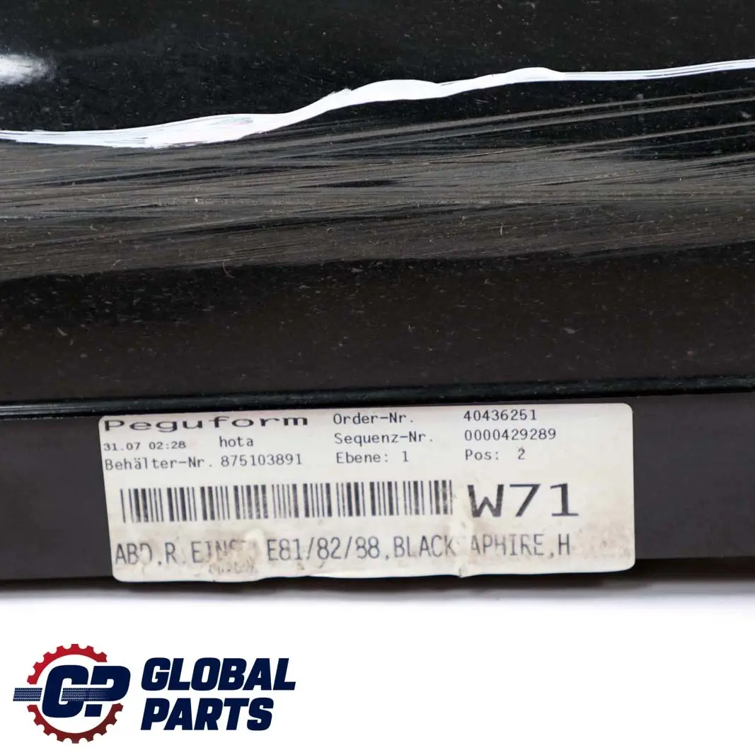 BMW E81 E82 E88 Sill Strip Side Skirt Right O/S Black Sapphire Metallic - SKU 0036142-BS4 - Part number 0036142