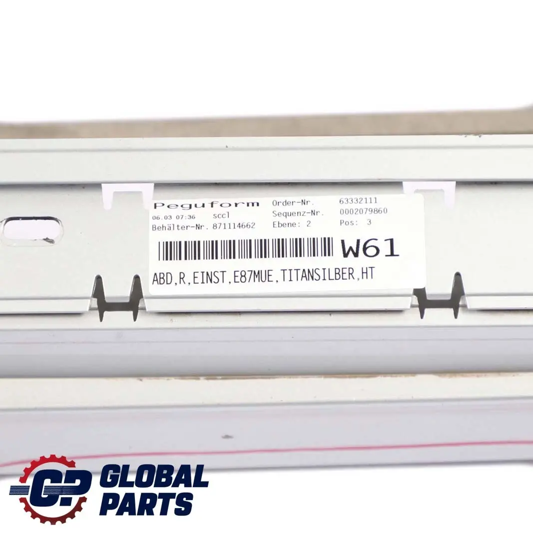 Nakładka listwa próg prawy do BMW E87 LCI o numerze 51770036144 BMW E87 LCI Nakładka listwa próg prawy - SKU 0036144-TS5 - Numer Części 51770036144