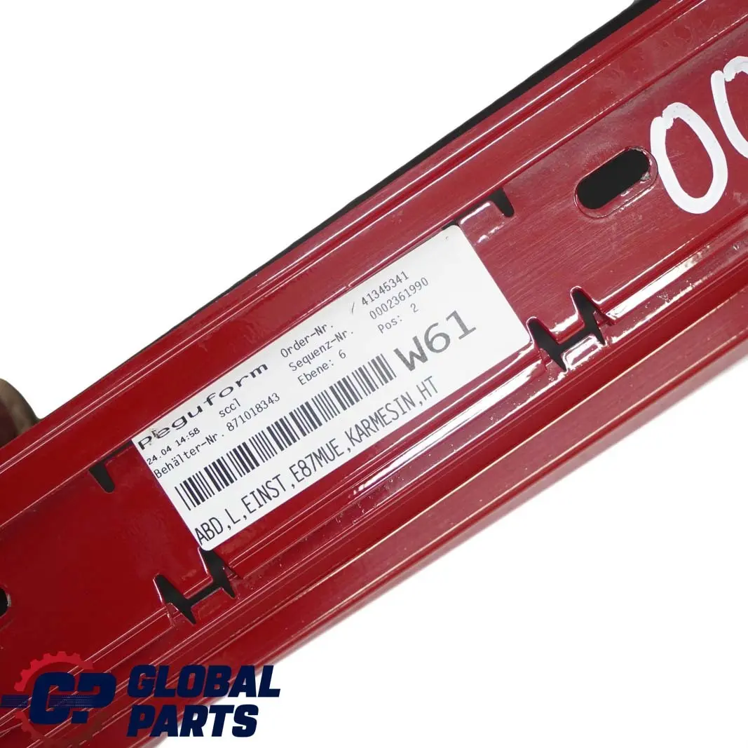 Listello Portiera Apertura Gonna SX Rosso-Cremisi Rosso - A61 per BMW E87 LCI 5 con numero di parte 0036145 BMW E87 LCI 5 Listello Portiera Apertura Gonna SX Rosso-Cremisi Rosso - A61 - SKU 0036145-KAR5 - Numero di parte 0036145