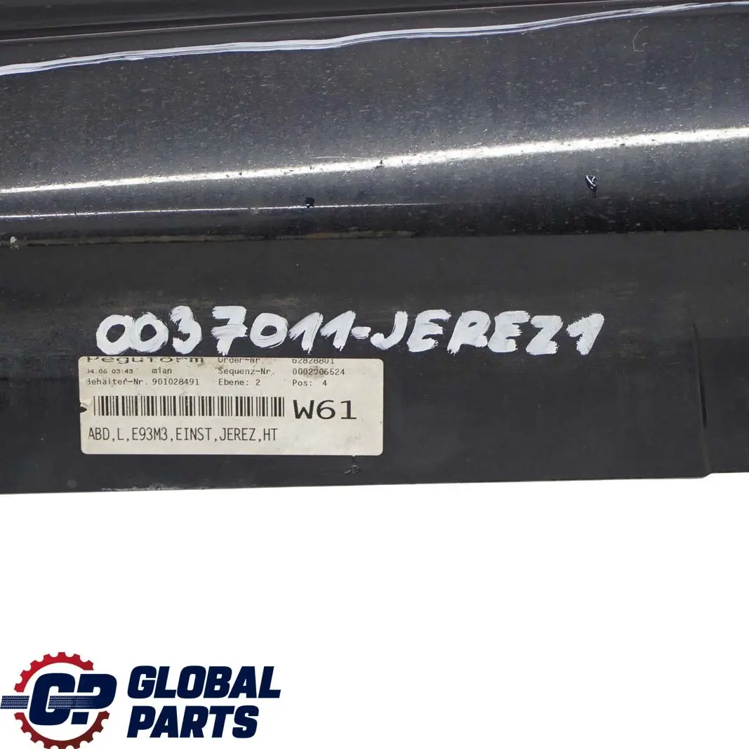 Sill Strip Side Skirt Left N/S Jerezschwarz - A73 to BMW 3 E93 M3 1 Convertible with Part number 0037011 BMW 3 E93 M3 1 Convertible Sill Strip Side Skirt Left N/S Jerezschwarz - A73 - SKU 0037011-JEREZ1 - Part number 0037011