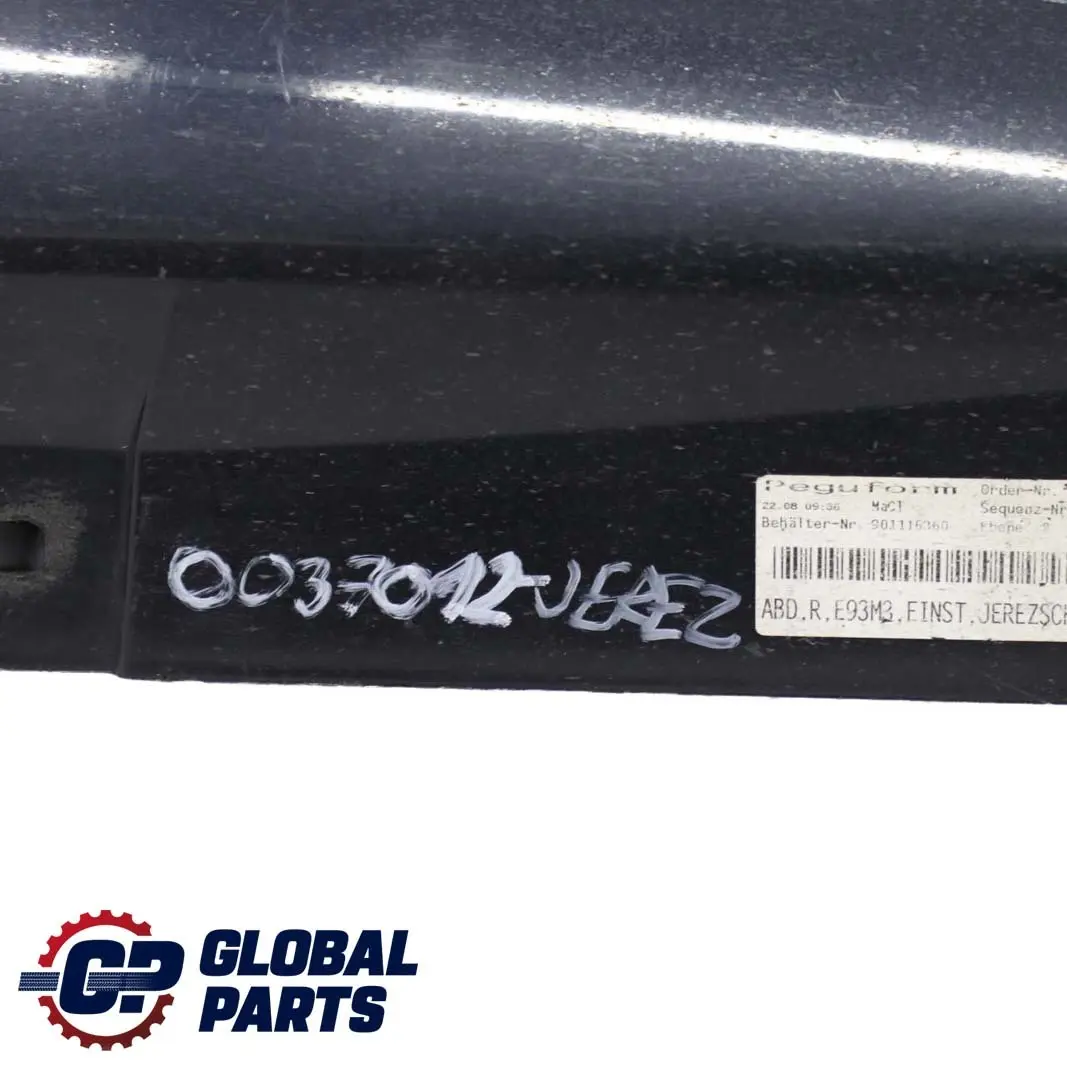 Sill Strip Faldon Lateral Derecho Jerezschwarz Negro A73 para BMW E93 M3 Convertible con número de pieza 0037012 BMW E93 M3 Convertible Sill Strip Faldon Lateral Derecho Jerezschwarz Negro A73 - SKU 0037012-JEREZ - Número de pieza 0037012