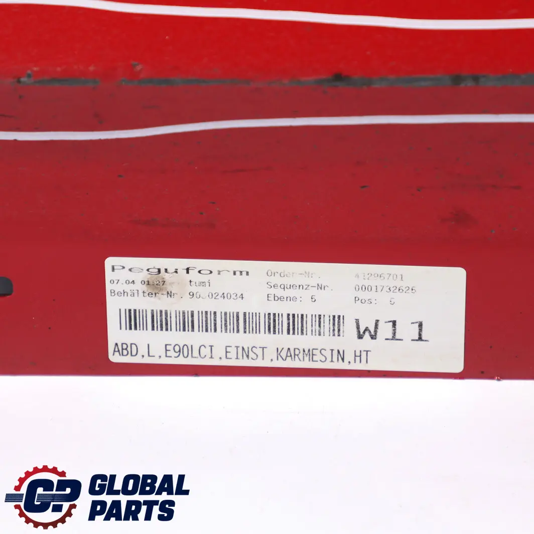 Sill Strip Side Skirt Left N/S Karmesinrot Red A61 to BMW E90 E91 LCI Cover with Part number 0037059 BMW E90 E91 LCI Cover Sill Strip Side Skirt Left N/S Karmesinrot Red A61 - SKU 0037059-KAR2 - Part number 0037059