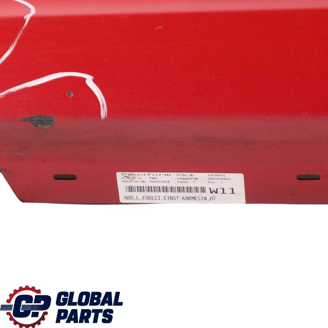 Sill Strip Side Skirt Left N/S Karmesinrot Red - A61 to BMW 3 E90 E91 LCI Cover with Part number 0037059 BMW 3 E90 E91 LCI Cover Sill Strip Side Skirt Left N/S Karmesinrot Red - A61 - SKU 0037059-KAR4 - Part number 0037059