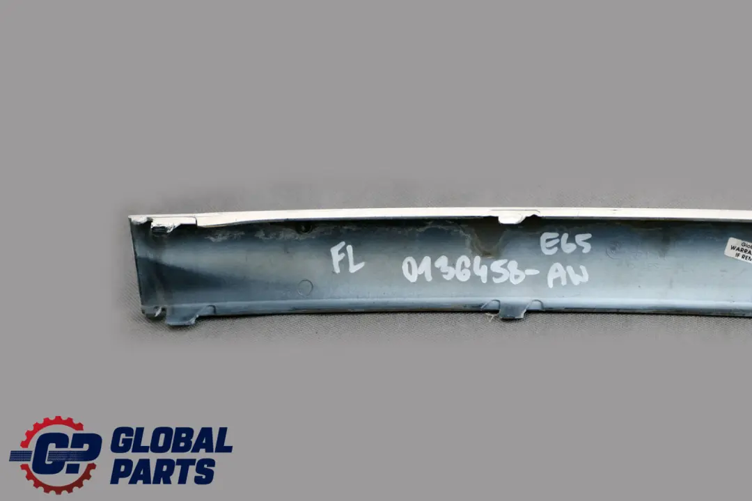 Front Bumper Guard Trim Strip Left N/S Alpinweiss 8223233 to BMW 7 Series E65 E66 with Part number 0136458 BMW 7 Series E65 E66 Front Bumper Guard Trim Strip Left N/S Alpinweiss 8223233 - SKU 0136458-AW - Part number 0136458