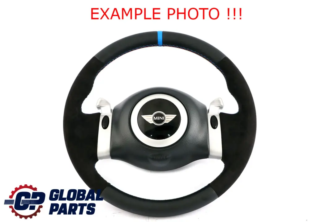 NUOVA Pelle Nera / Alcantara Volante Sportivo Steptronic per Mini R50 R53 con numero di parte 0146479 Mini R50 R53 NUOVA Pelle Nera / Alcantara Volante Sportivo Steptronic - SKU 0146479-7 - Numero di parte 0146479