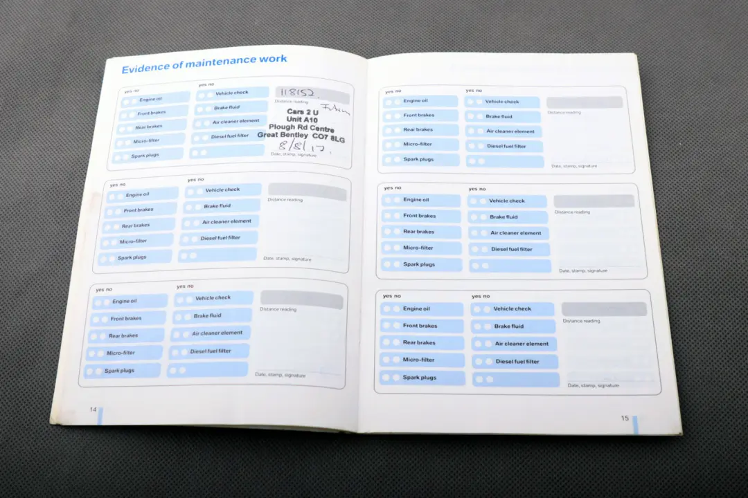 BMW 1 Series E87 Service Booklet Owner's Handbook Pouch Case Wallet Set - SKU 0158290-2 - Part number 0158290