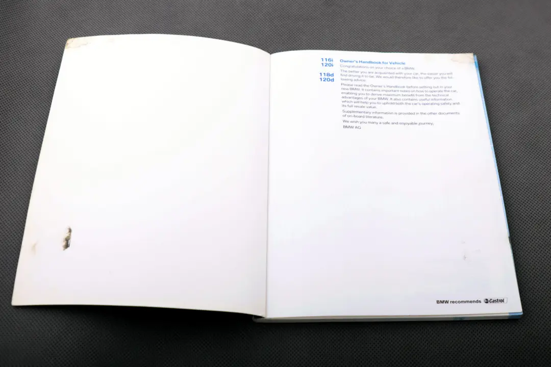 BMW 1 Series E87 Service Booklet Owner's Handbook Pouch Case Wallet Set - SKU 0158290-2 - Part number 0158290