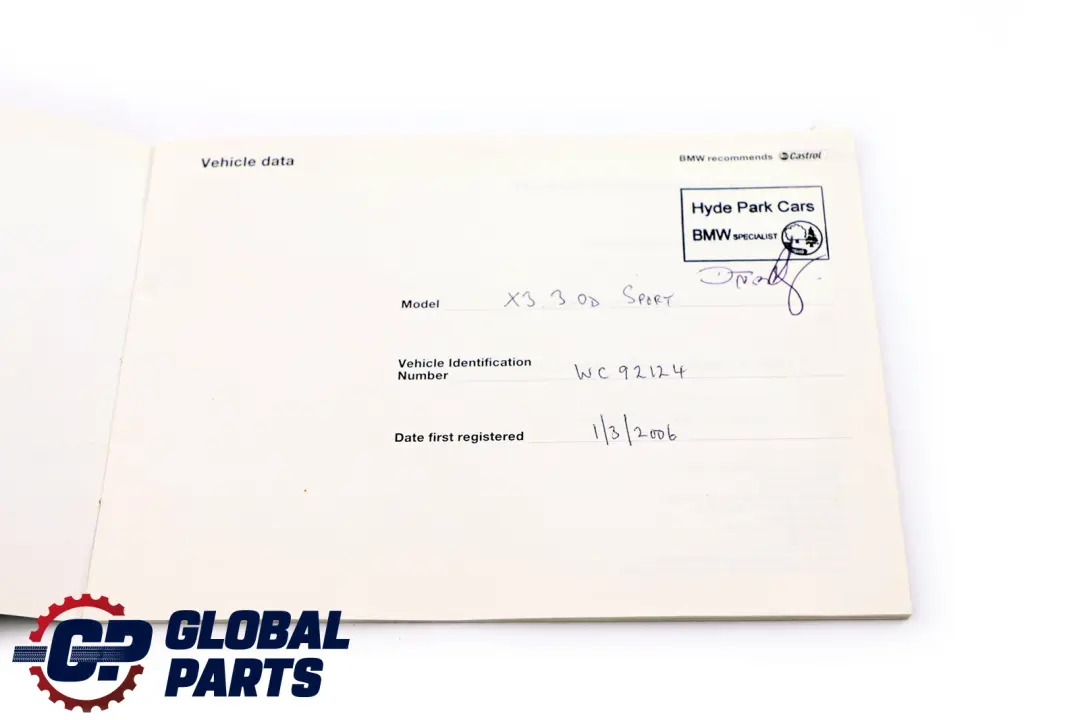 Owner's Handbook Service Booklet Book Set Pouch Case Wallet to BMW X3 Series E83 with Part number 0158464 BMW X3 Series E83 Owner's Handbook Service Booklet Book Set Pouch Case Wallet - SKU 0158464-2 - Part number 0158464