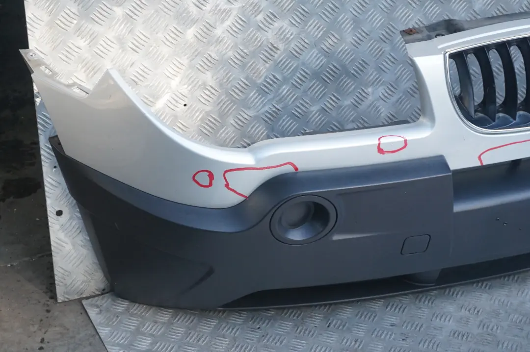 Complete Front Bumper PDC Titansilber Titan Silver Metallic to BMW X3 Series 2 E83 with Part number 0302439 BMW X3 Series 2 E83 Complete Front Bumper PDC Titansilber Titan Silver Metallic - SKU 0302439-TS2 - Part number 0302439
