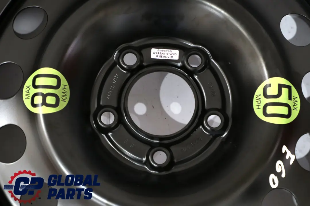 Rueda De Recambio Compacta Acero Negro 135/80 R17 para BMW E60 con número de pieza 0308889 BMW E60 Rueda De Recambio Compacta Acero Negro 135/80 R17 - SKU 0308889 - Número de pieza 0308889