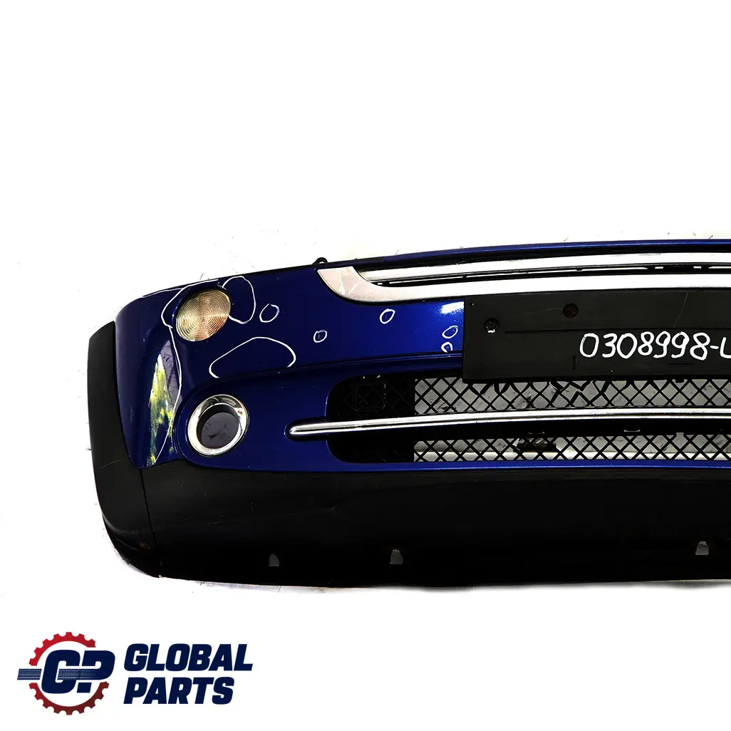 Complete Front Bumper Panel Lightning Blue - A63 to BMW Mini Cooper Cabrio R50 R52 with Part number 0308998 BMW Mini Cooper Cabrio R50 R52 Complete Front Bumper Panel Lightning Blue - A63 - SKU 0308998-LB - Part number 0308998