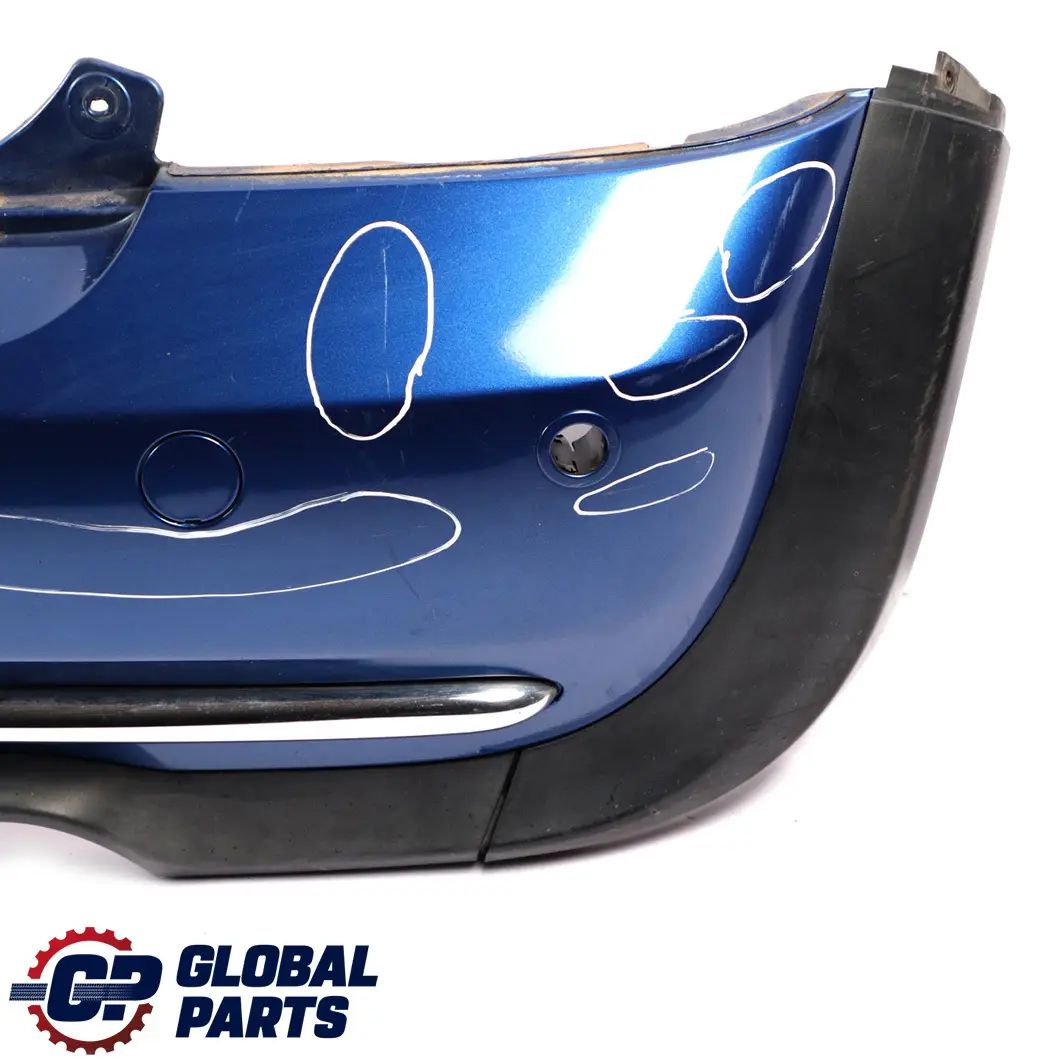 Complete Rear Bumper PDC Holes Panel Lightning Blue to Mini Cooper One R52 Cabrio with Part number 0309183 Mini Cooper One R52 Cabrio Complete Rear Bumper PDC Holes Panel Lightning Blue - SKU 0309183-LB1 - Part number 0309183