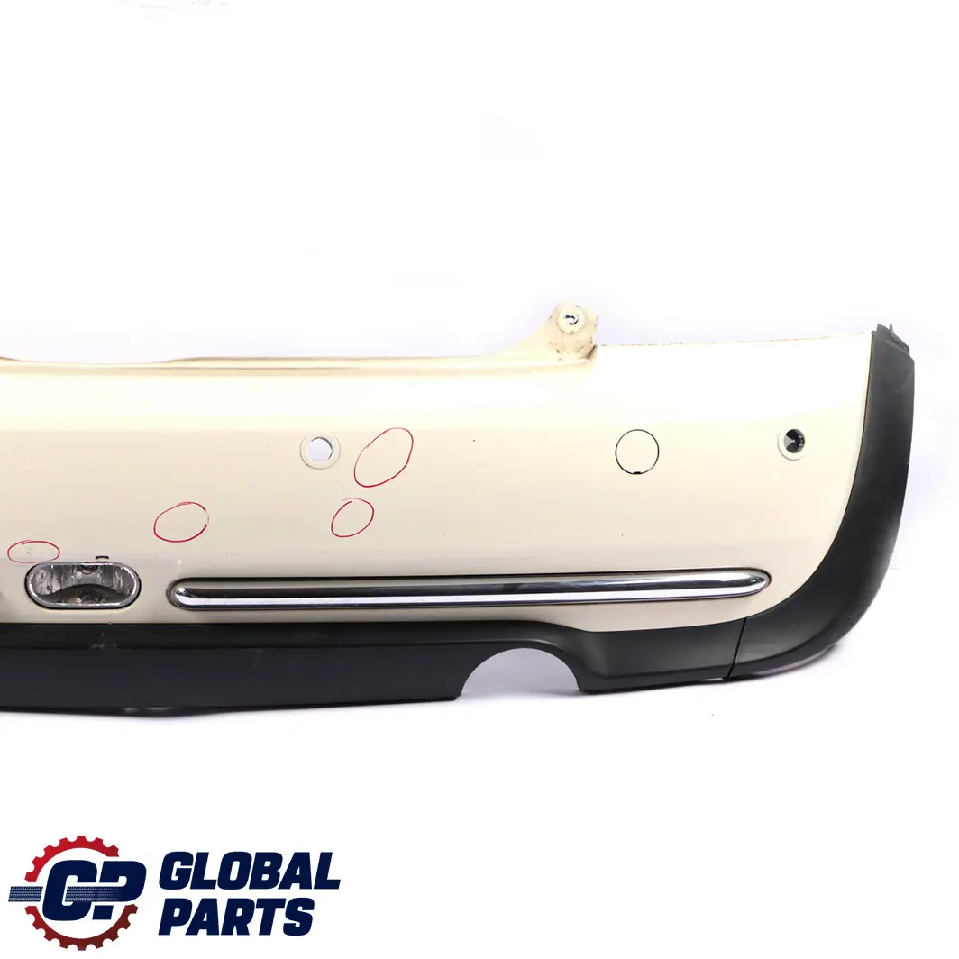 Bumper Trim Panel PDC Holes Pepper White - 850 to Mini Cooper One R50 Rear with Part number 0393504 Mini Cooper One R50 Rear Bumper Trim Panel PDC Holes Pepper White - 850 - SKU 0393504-PW - Part number 0393504