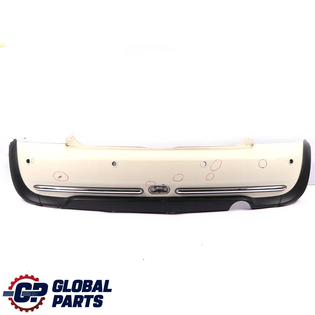 Bumper Trim Panel PDC Holes Pepper White - 850 to Mini Cooper One R50 Rear with Part number 0393504 Mini Cooper One R50 Rear Bumper Trim Panel PDC Holes Pepper White - 850 - SKU 0393504-PW - Part number 0393504