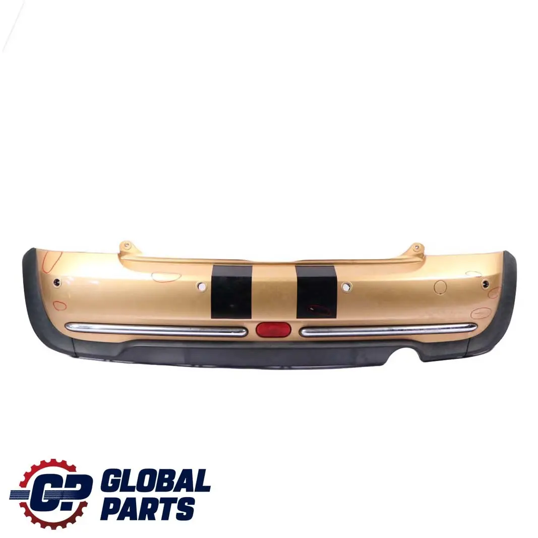 Bumper Trim Panel PDC Solid Gold Metallic - 859 to Mini Cooper One R50 Rear with Part number 0393504 Mini Cooper One R50 Rear Bumper Trim Panel PDC Solid Gold Metallic - 859 - SKU 0393504-SDB - Part number 0393504