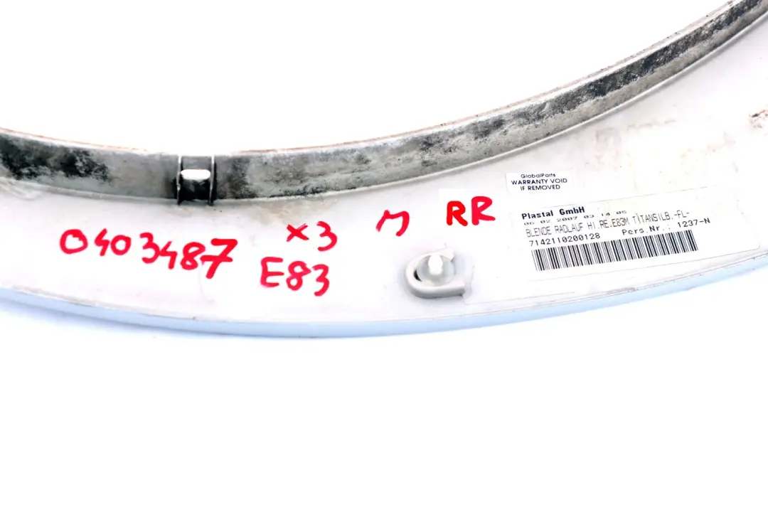 BMW X3 E83 M Sport Trasero Derecho Tapa Del Paso De Rueda Titansilber Plata - SKU 0403487-TS - Número de pieza 0403487