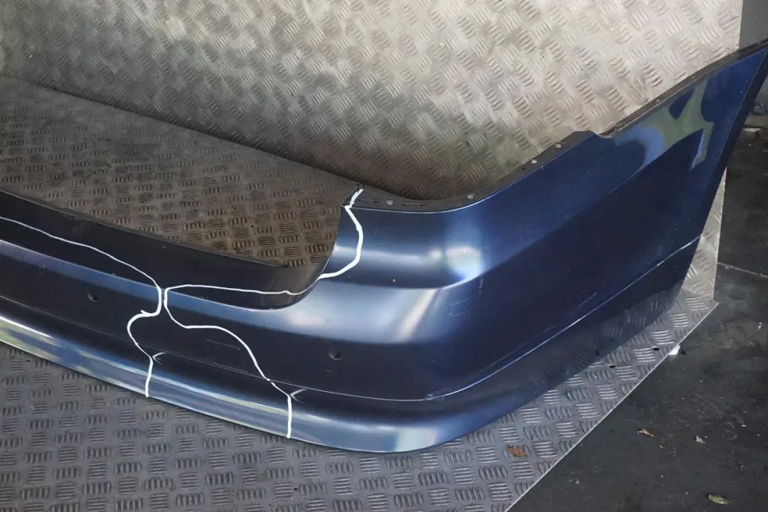 BMW E61 LCI Touring Rear Bumper Trim Panel PDC Tiefseeblau Deep Sea Blue A76 - SKU 0422357-DSB - Part number 0422357
