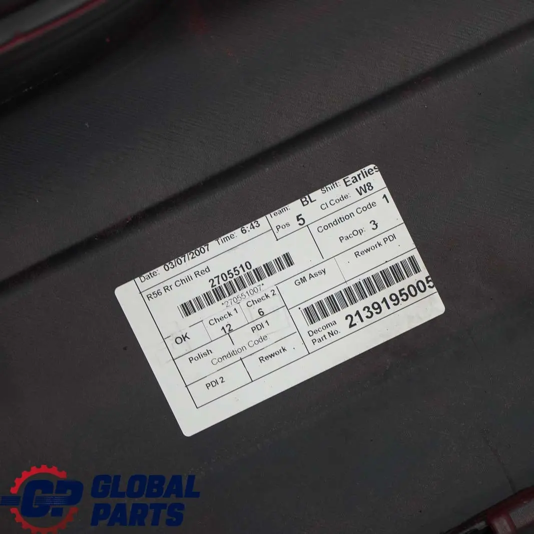 BMW Mini Cooper One 6 R56 R57 Panel Rear Bumper Chili Red - 851 - SKU 0430249-CHRED6 - Part number 0430249