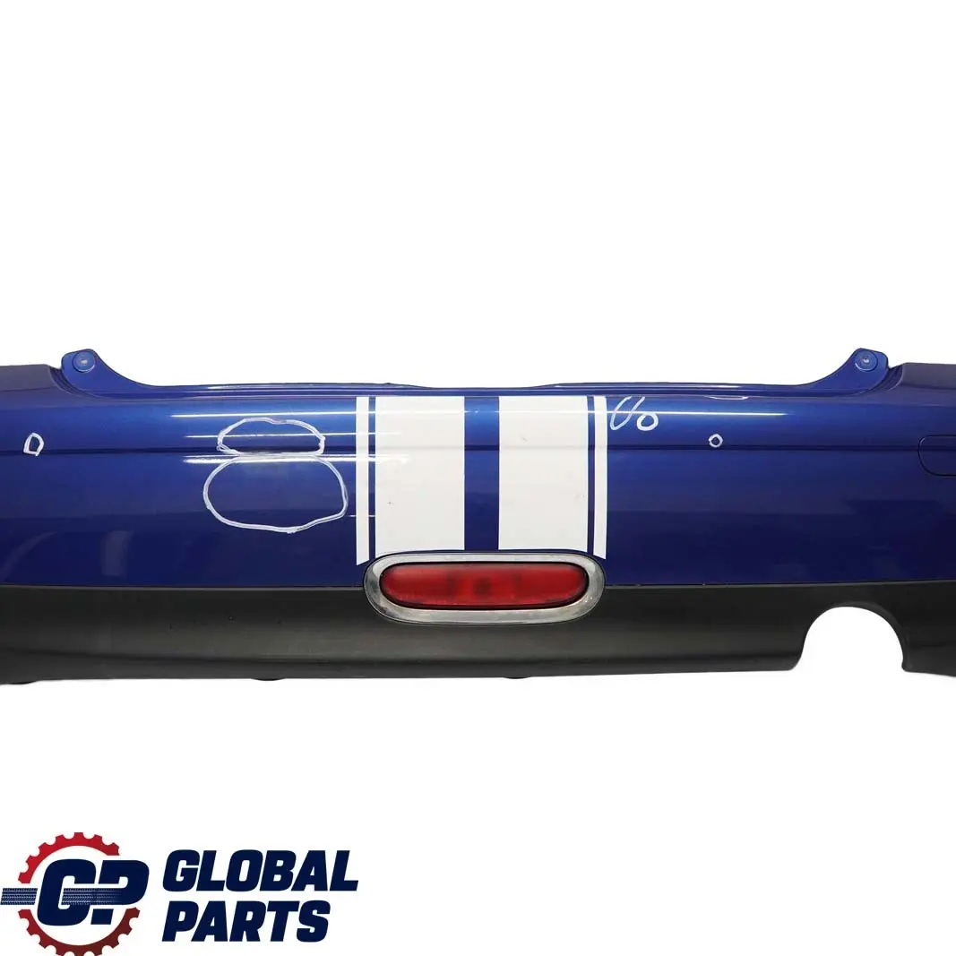 Stossfänger Hinten Lightning Blue Blau Metallic - A63 für BMW Mini Cooper R56 R57 mit Teilenummer 0430249 BMW Mini Cooper R56 R57 Stossfänger Hinten Lightning Blue Blau Metallic - A63 - SKU 0430249-LB2 - Teilenummer 0430249