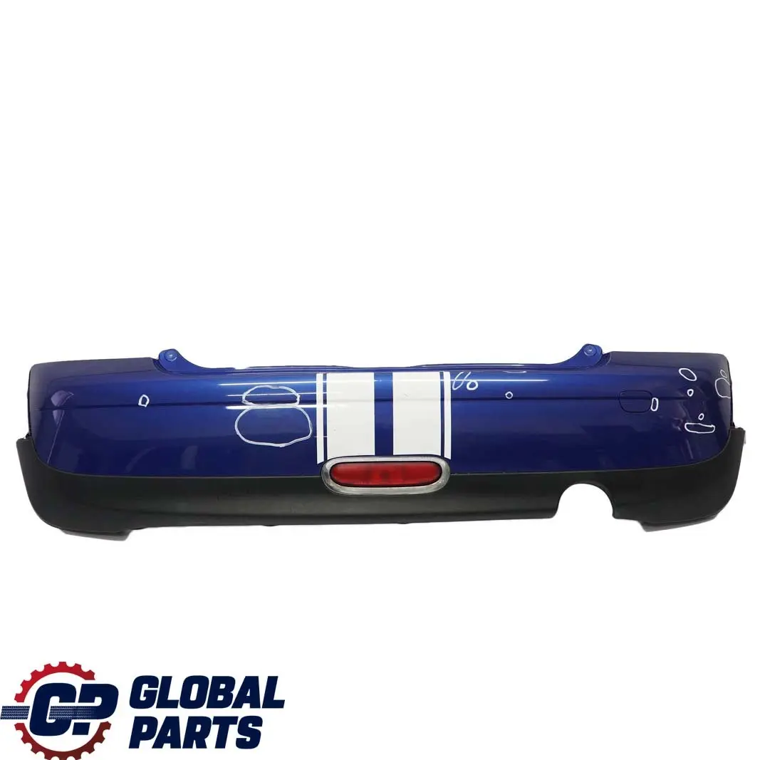 Stossfänger Hinten Lightning Blue Blau Metallic - A63 für BMW Mini Cooper R56 R57 mit Teilenummer 0430249 BMW Mini Cooper R56 R57 Stossfänger Hinten Lightning Blue Blau Metallic - A63 - SKU 0430249-LB2 - Teilenummer 0430249