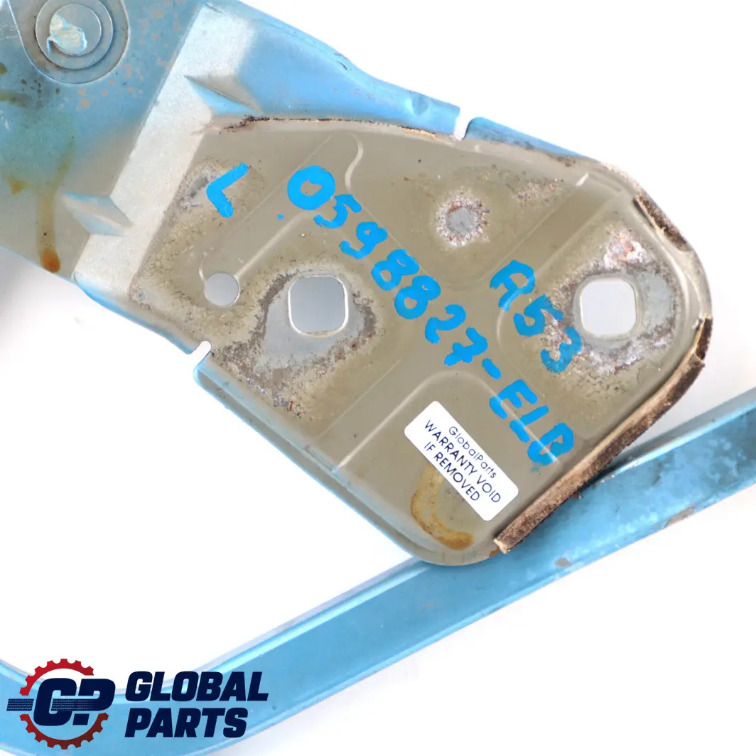 Right Engine Hood Hinge Bonnet O/S Electric Blue to Mini Cooper One R50 R53 with Part number 0598827 Mini Cooper One R50 R53 Right Engine Hood Hinge Bonnet O/S Electric Blue - SKU 0598827-ELB - Part number 0598827