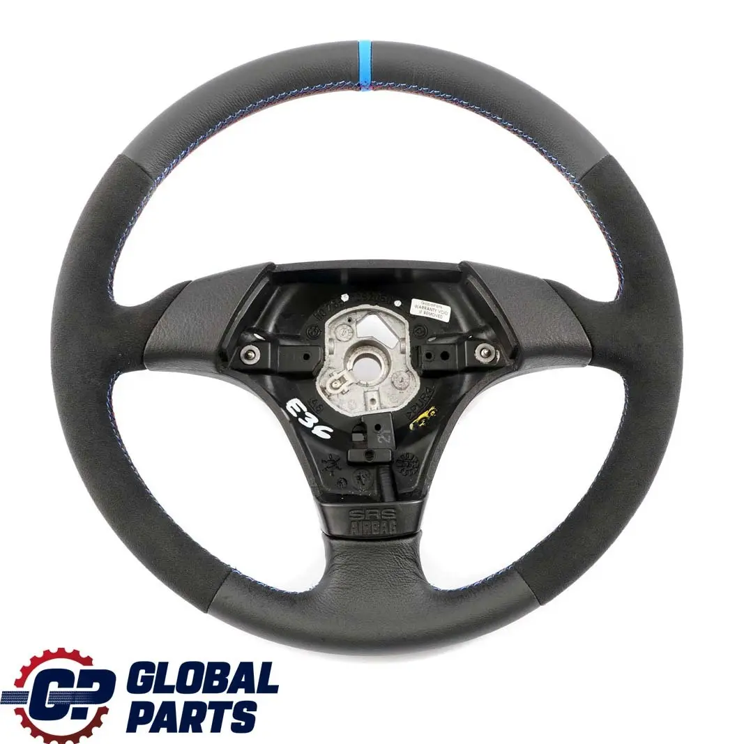 BMW E36 NEW Black Leather / Alcantara Sport Steering Wheel 3 Spoke Tricoloured
