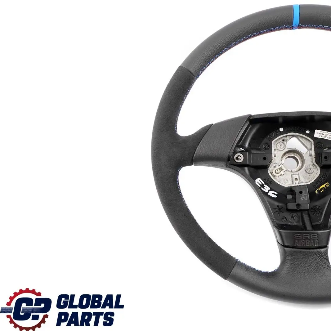 BMW E36 NEW Black Leather / Alcantara Sport Steering Wheel 3 Spoke Tricoloured - SKU 1092050-1 - Part number 1092050