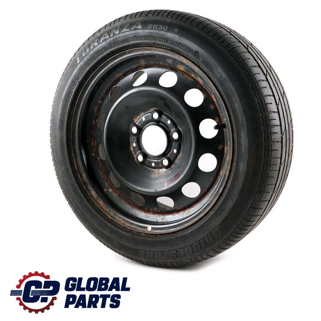 BMW E46 Spare Wheel Steel Rim Black Tyre 205/55 R16 16" 7J ET:47 - SKU 1095013 - Part number 