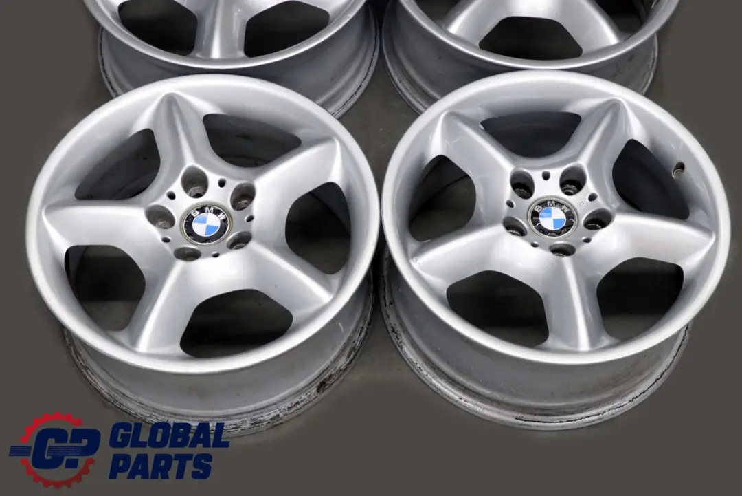 BMW X5 E53 Silver Complete 4x Wheel Alloy Rim 17" Star Spoke 57 7,5J ET:40 - SKU 1096159 - Part number 1096159