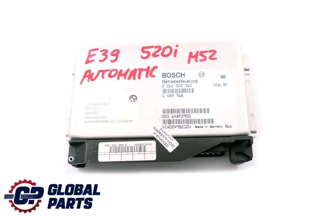 M52 Automatic Gearbox ECU Control Module EGS to BMW E39 520i with Part number 1422972 BMW E39 520i M52 Automatic Gearbox ECU Control Module EGS - SKU 1422972 - Part number 1422972